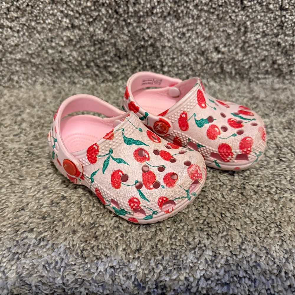 Baby Toddler Pink Cherry Print Crocs Sandals